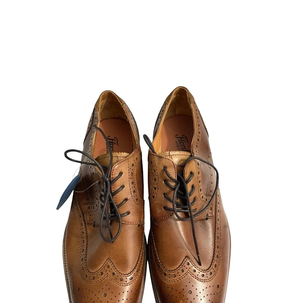 NEW Florsheim Midtown Wingtip Oxford leather shoes Size 8 Cognac brown